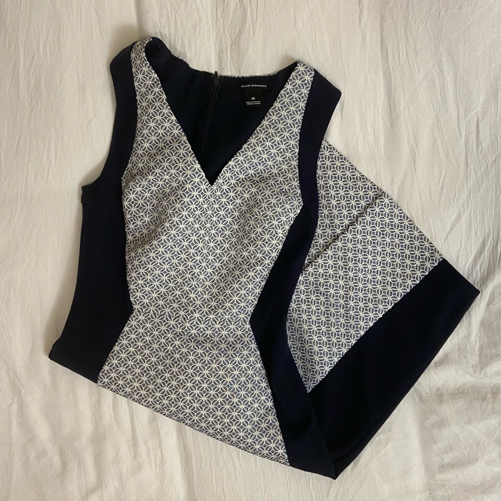 Club Monaco navy and white dress